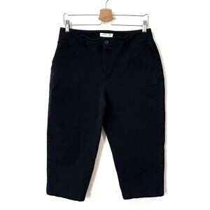 COLDWATER CREEK Natural Fit Capris Black Sz 10 Tapered Cotton Stretch Pockets